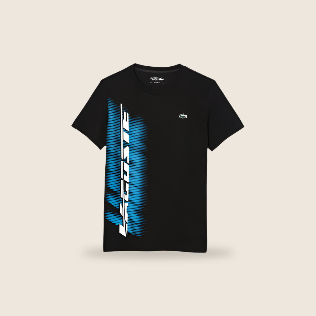 Tee-shirt Lacoste — Noir imprimé bleu