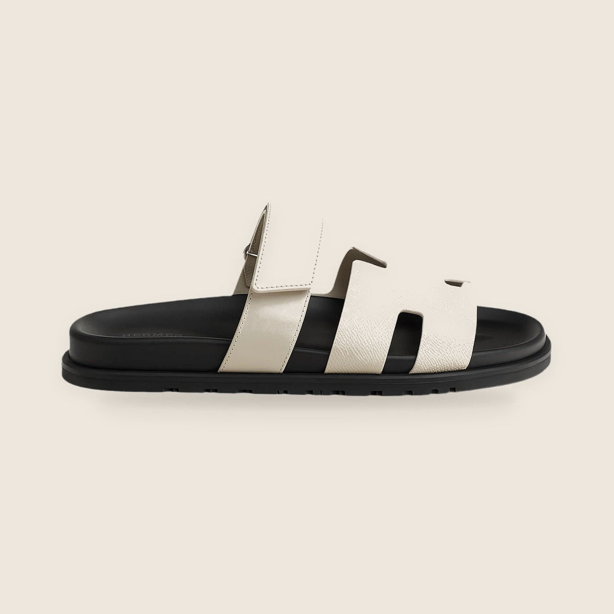 Claquettes Hermes Chypre — Noir et blanc