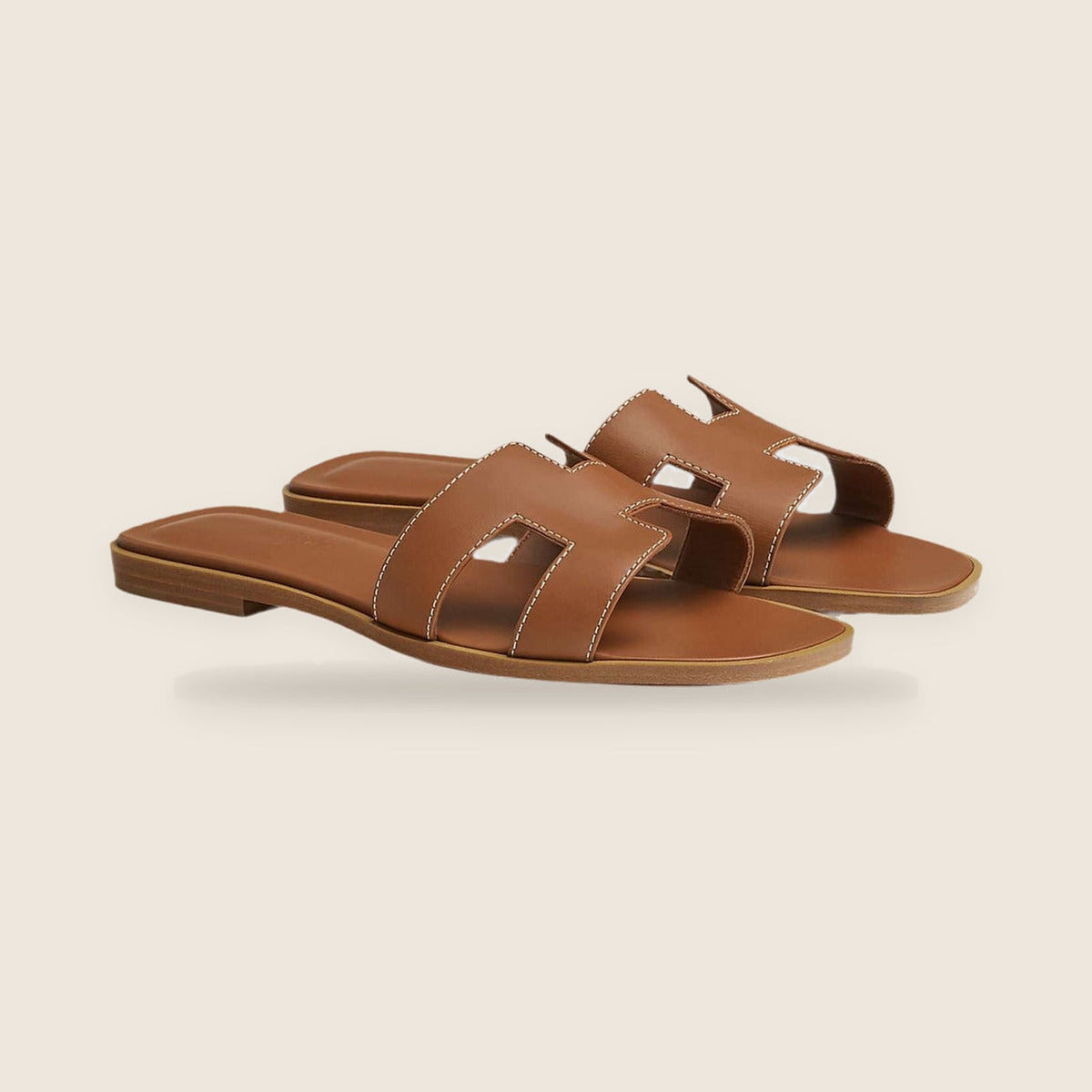 Claquettes Hermes Oran — Marron