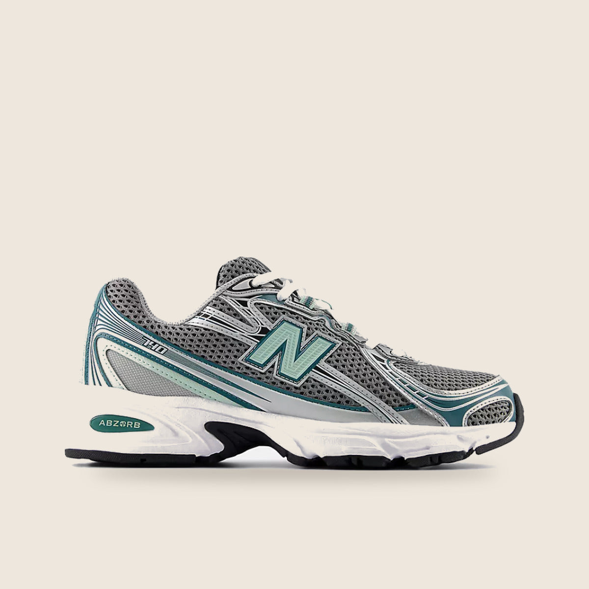 New Balance 740 — Argent et vert épicéa