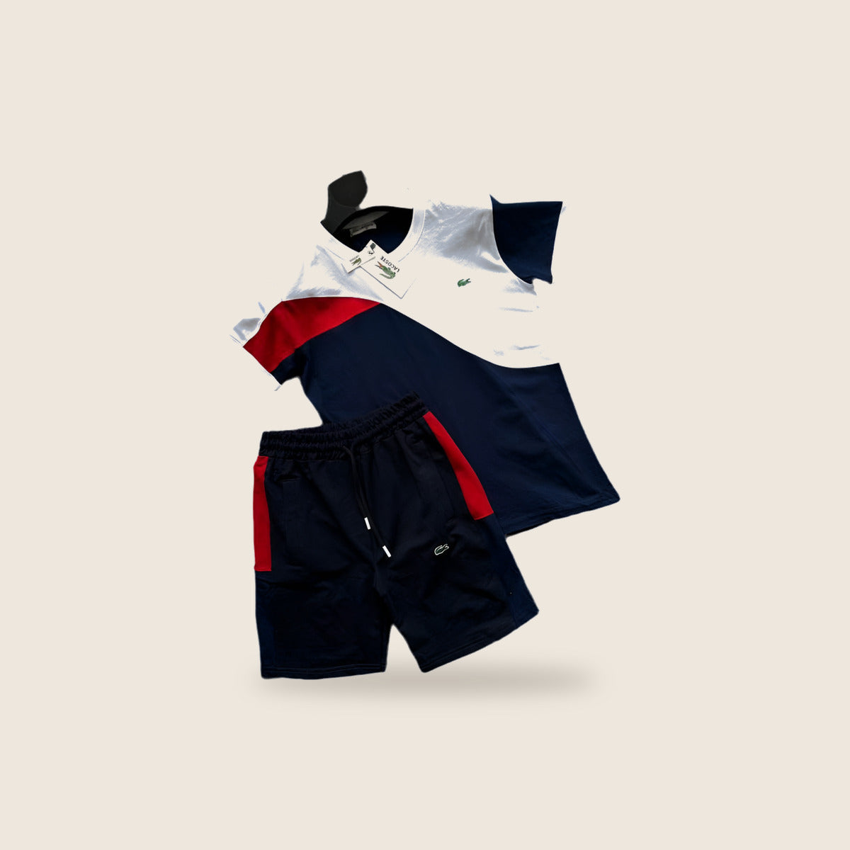 Ensemble Lacoste — Bleu marine et rouge