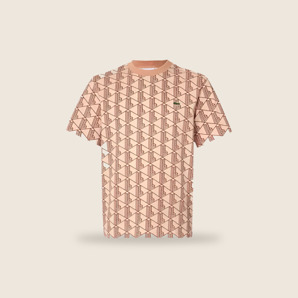 Tee-shirt Lacoste — Rose poudré monogramme