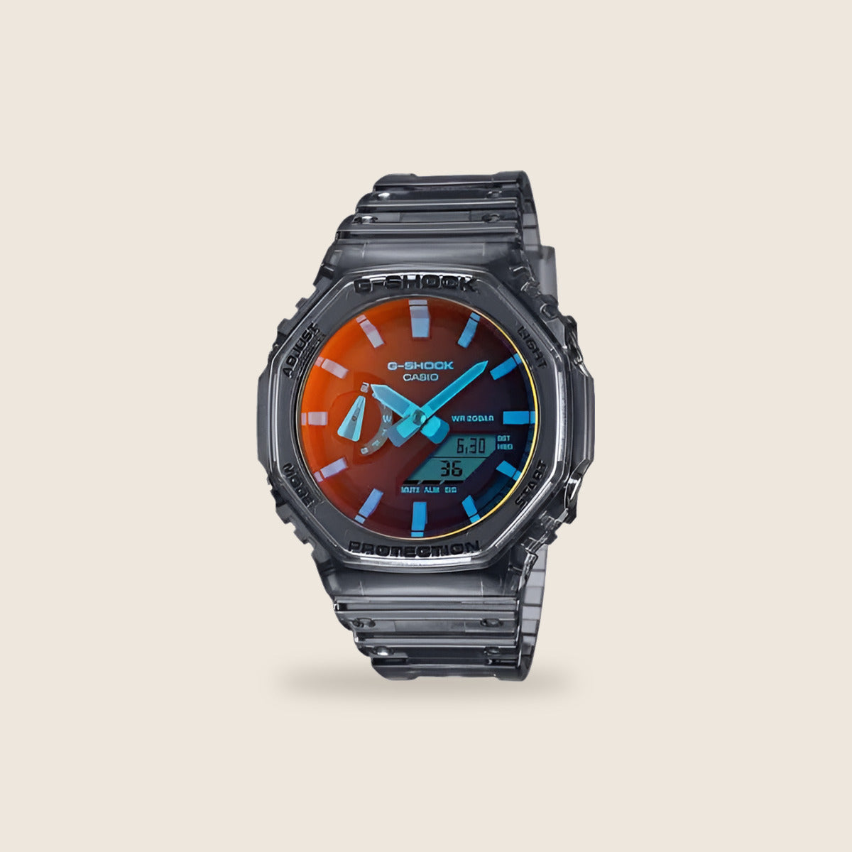 Casio G-Shock GA-2100 — Gris fumé cadran cuivre