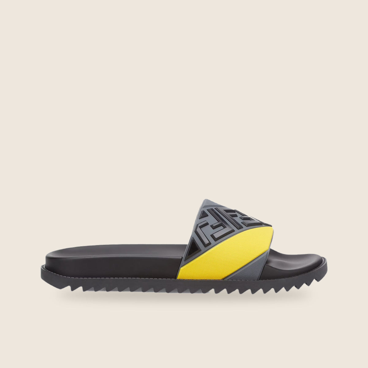 Claquettes Fendi — Noir bande jaune