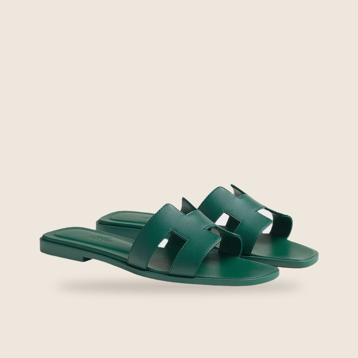Claquettes Hermes Oran — Vert